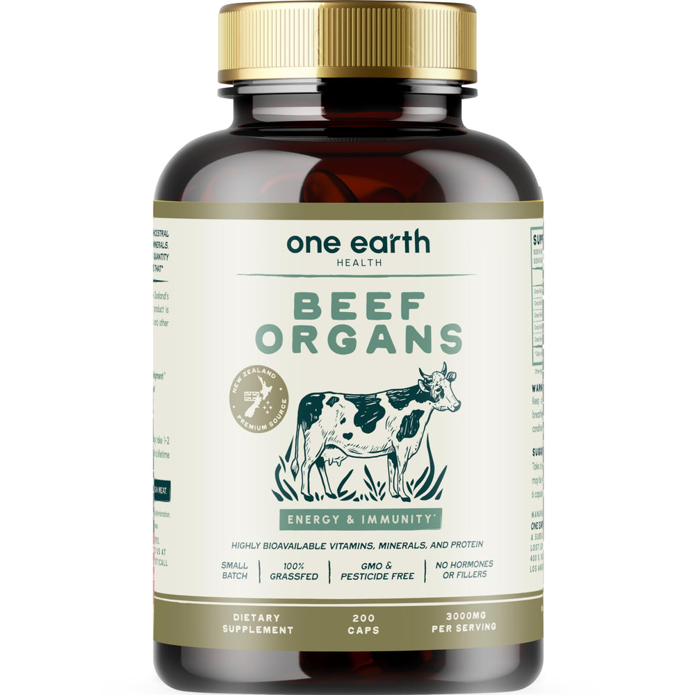 One Earth Health New Zealand grass-fed organ bottle ready for daily use.
