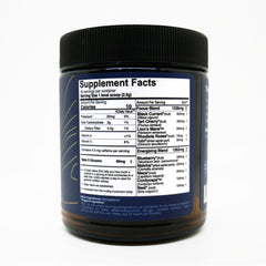 Serving scoop of Tart Berry flavored focus powder in a glass jar
