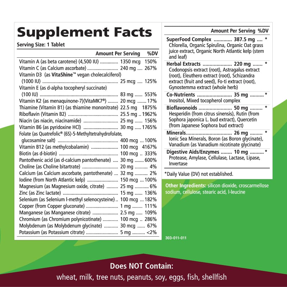 Whole food blend and herbal ingredients inside One n Only multivitamin