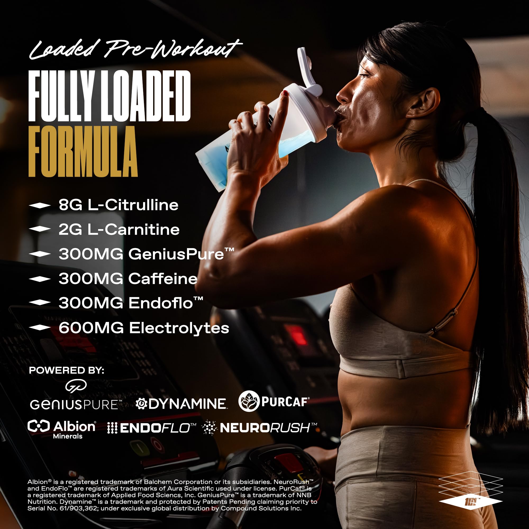 ONE OF ONE Loaded Pre-Workout Snow Cone bottle front highlights gluten-free formula.