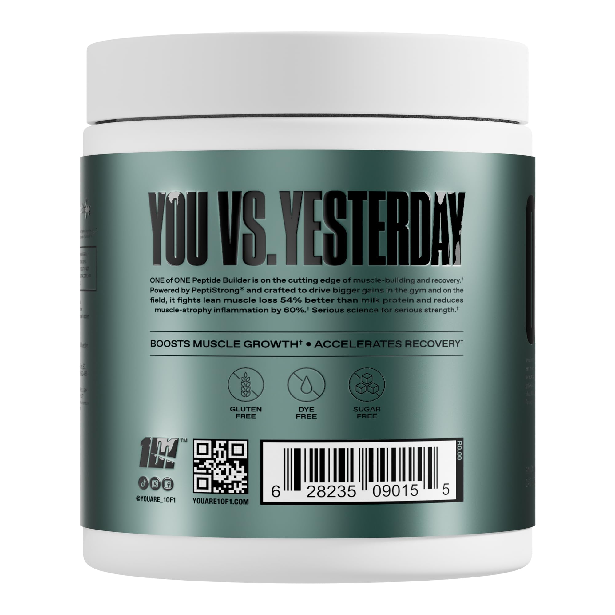 ONE OF ONE Peptide Builder bottle pour for post-workout recovery mixing