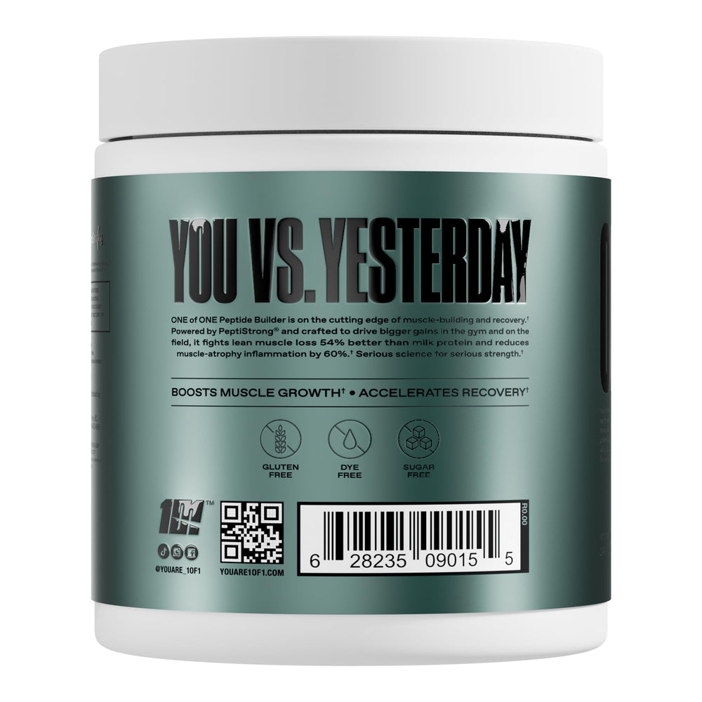 ONE OF ONE Peptide Builder scoop shows precise serving for consistent muscle-building