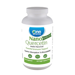 One Planet Nutrition Nano Quercetin 250 mg Veggie Capsules bottle, 240-count