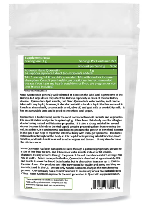 Close up of nano quercetin powder texture