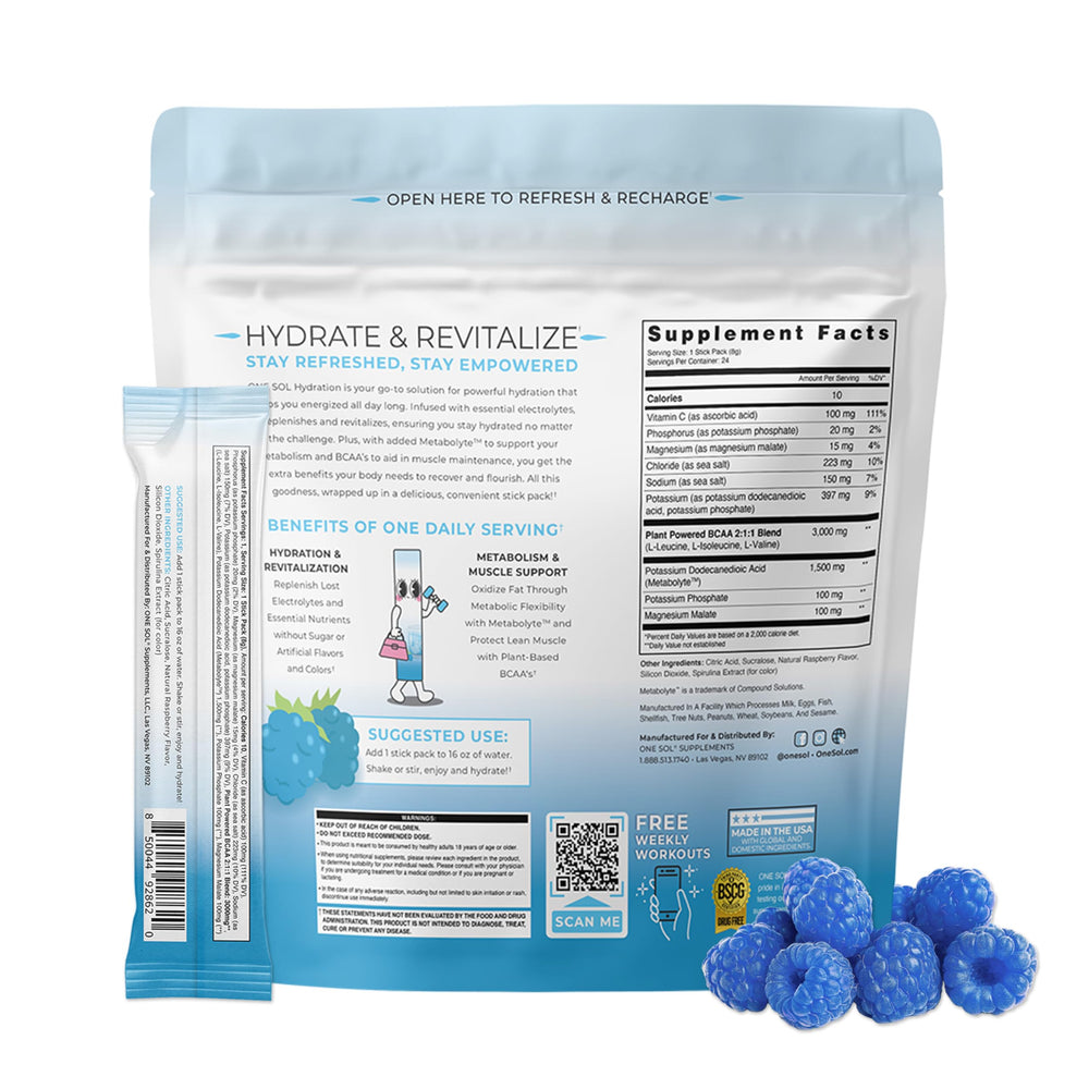 Serving suggestion with powder in a glass of Blue Raspberry flavor