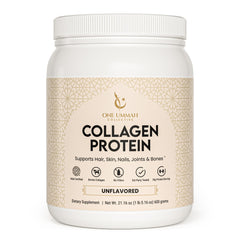 One Ummah Halal-Certified Collagen Peptides powder canister, unflavored