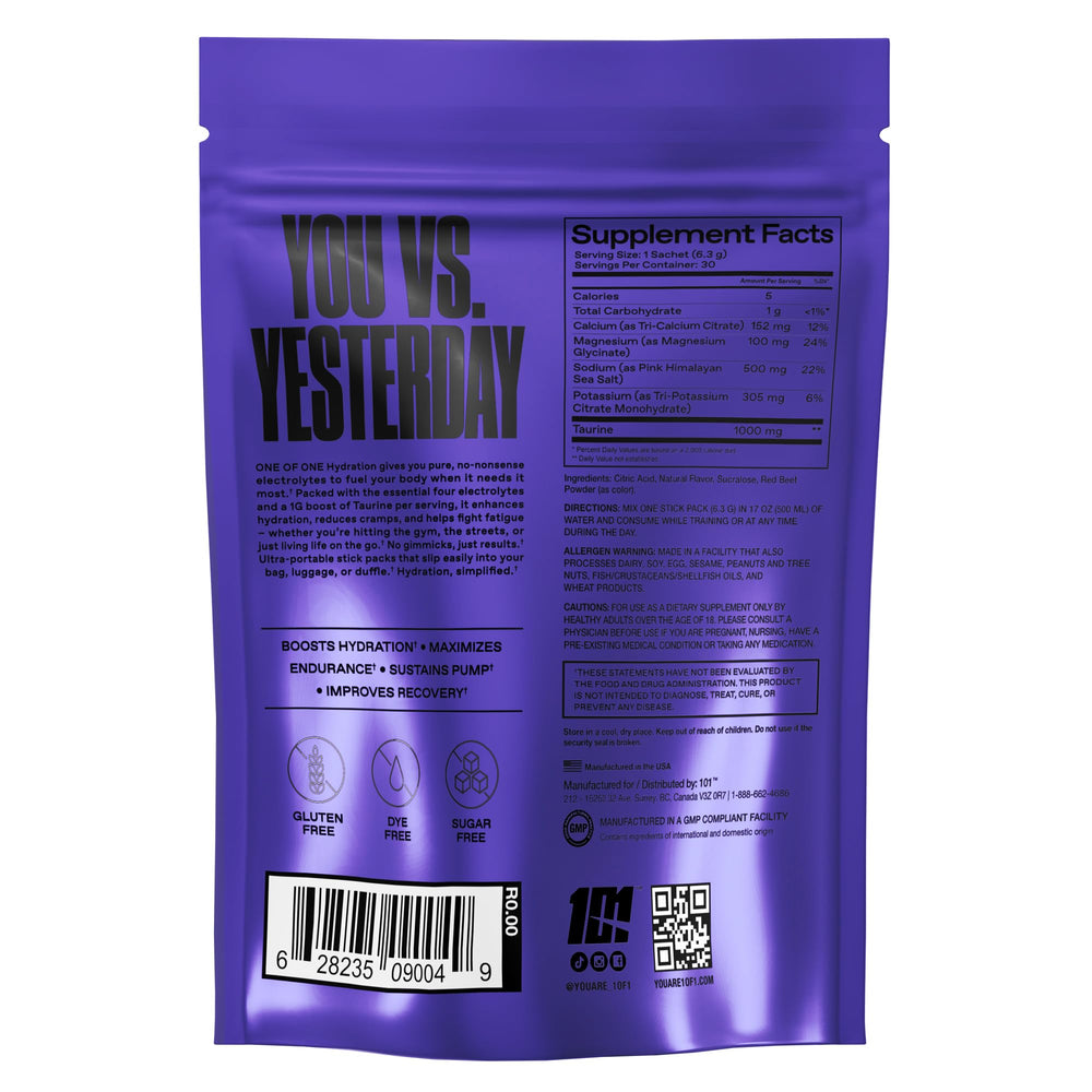 Back label with nutrition facts and ingredients