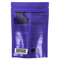 Back label with nutrition facts and ingredients