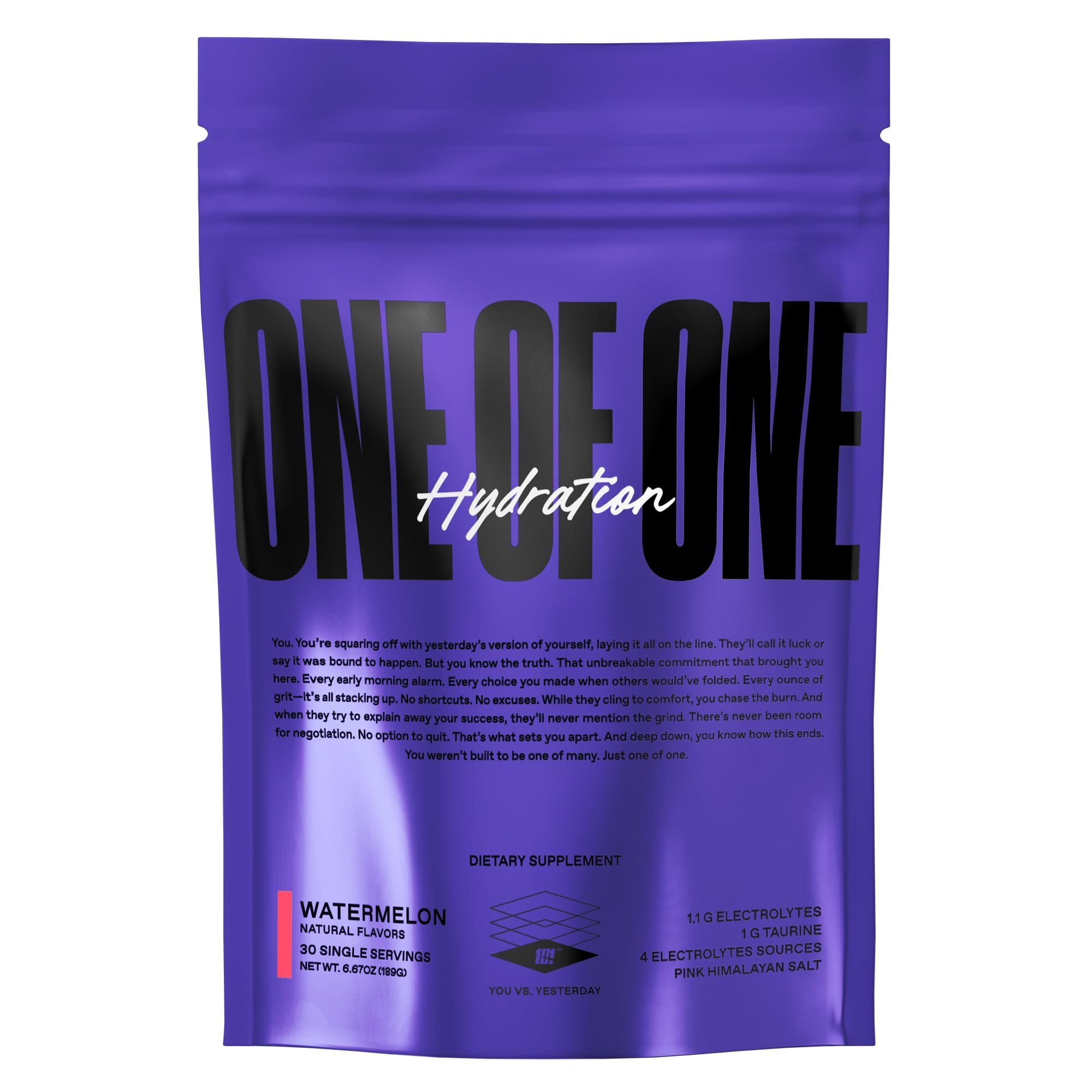 Front label of ONE OF ONE Hydration Electrolyte Powder – Watermelon flavor