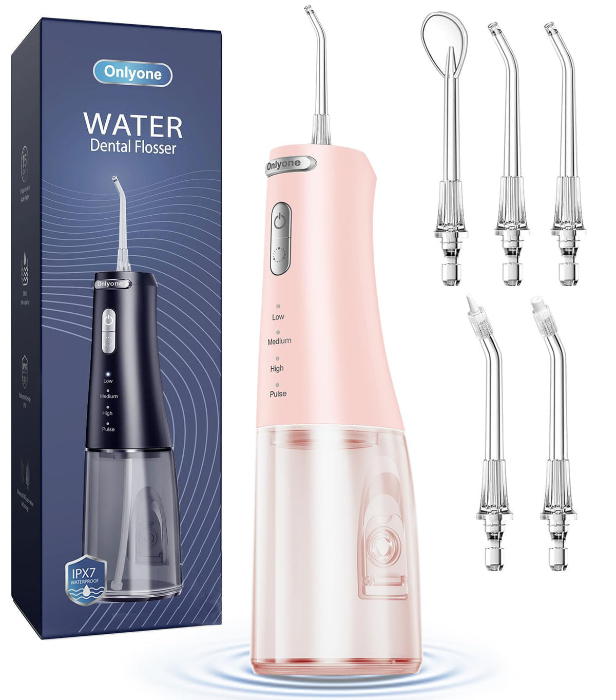 Front view of Onlyone Water Dental Flosser in pink