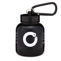 Side view of OnMyWhey 2-pack keychain with clip