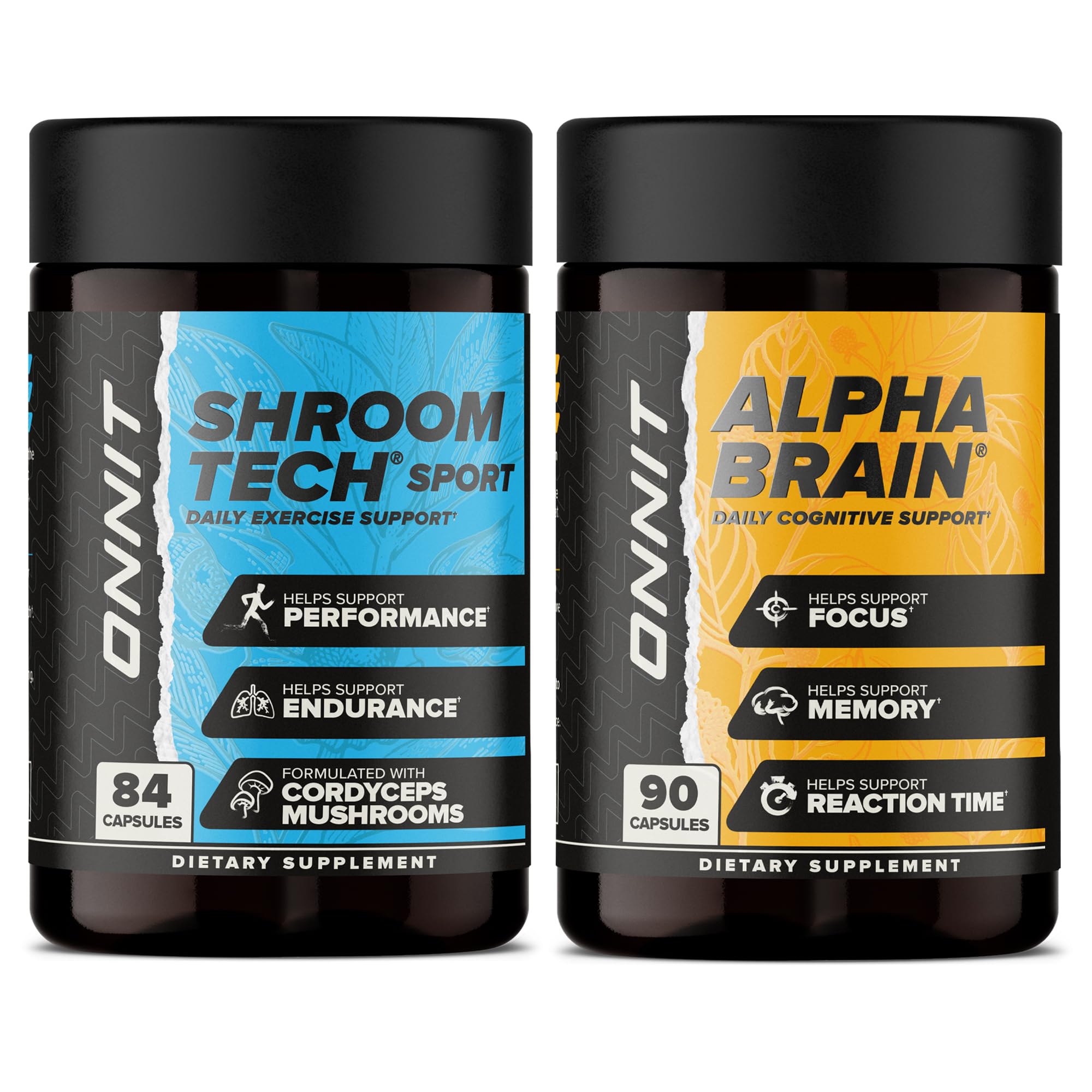 ONNIT Alpha Brain 90-count bottle for focused thinking and memory support.