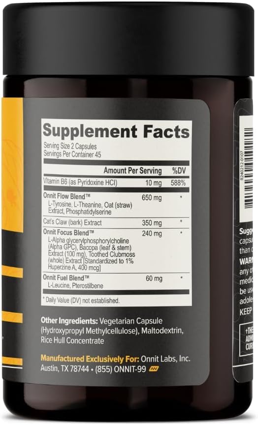 ONNIT Alpha Brain capsules close-up highlighting nootropic formula for clarity