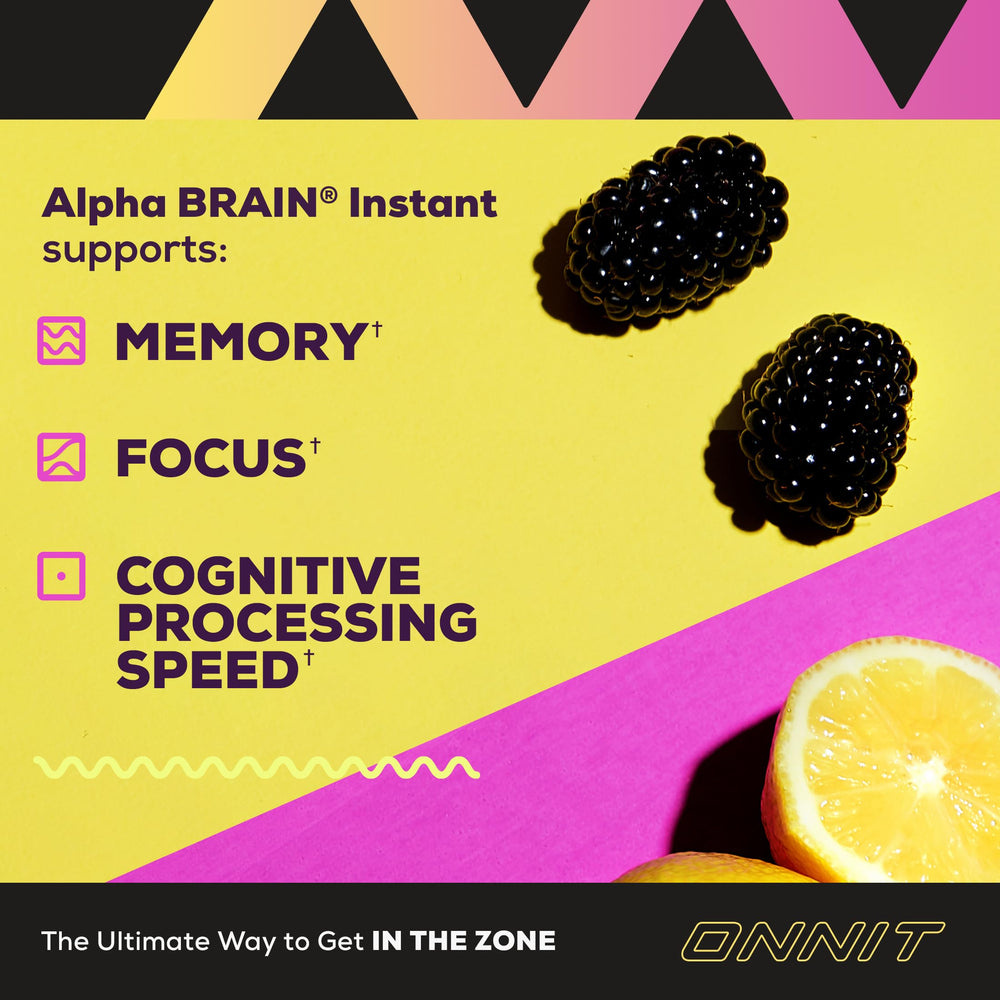 Packaging for 30-count Alpha BRAIN Instant Drink Mix