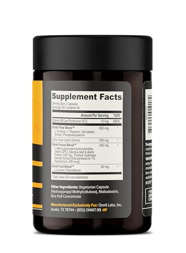 Close-up of ONNIT Alpha Brain label highlighting caffeine-free nootropic blend.