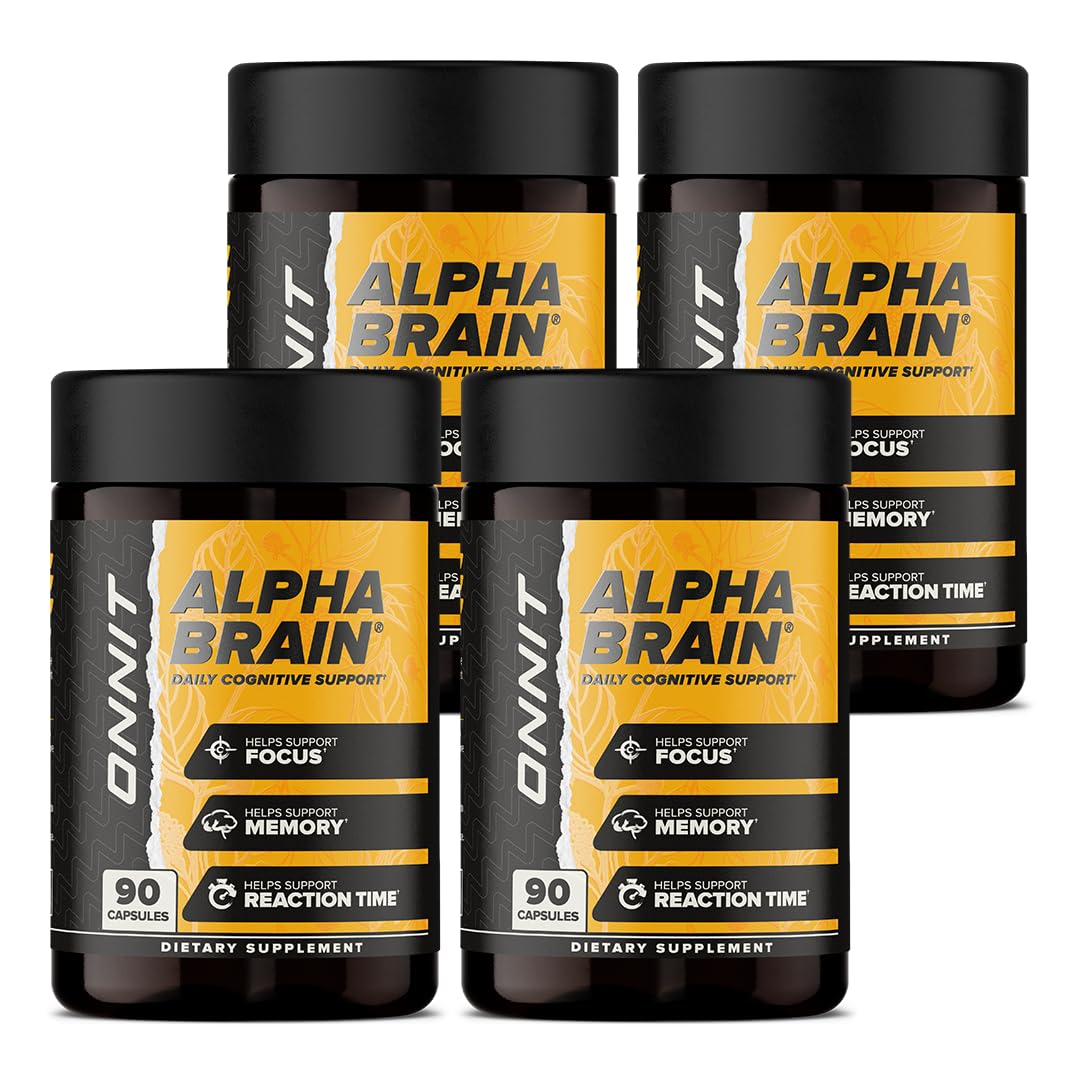 Front view of ONNIT Alpha Brain Pack of 4 (90 capsules each)