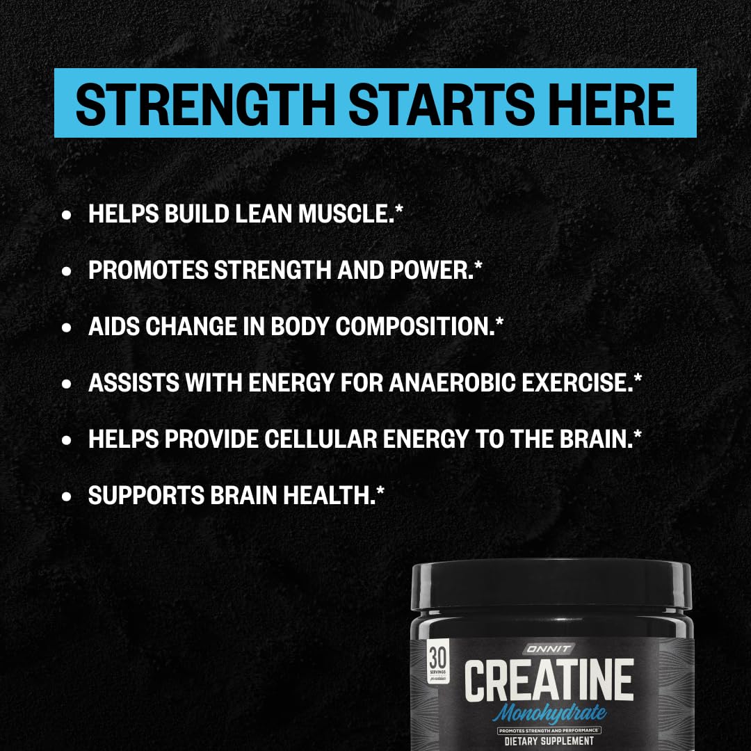 Serving scoop with unflavored creatine monohydrate powder