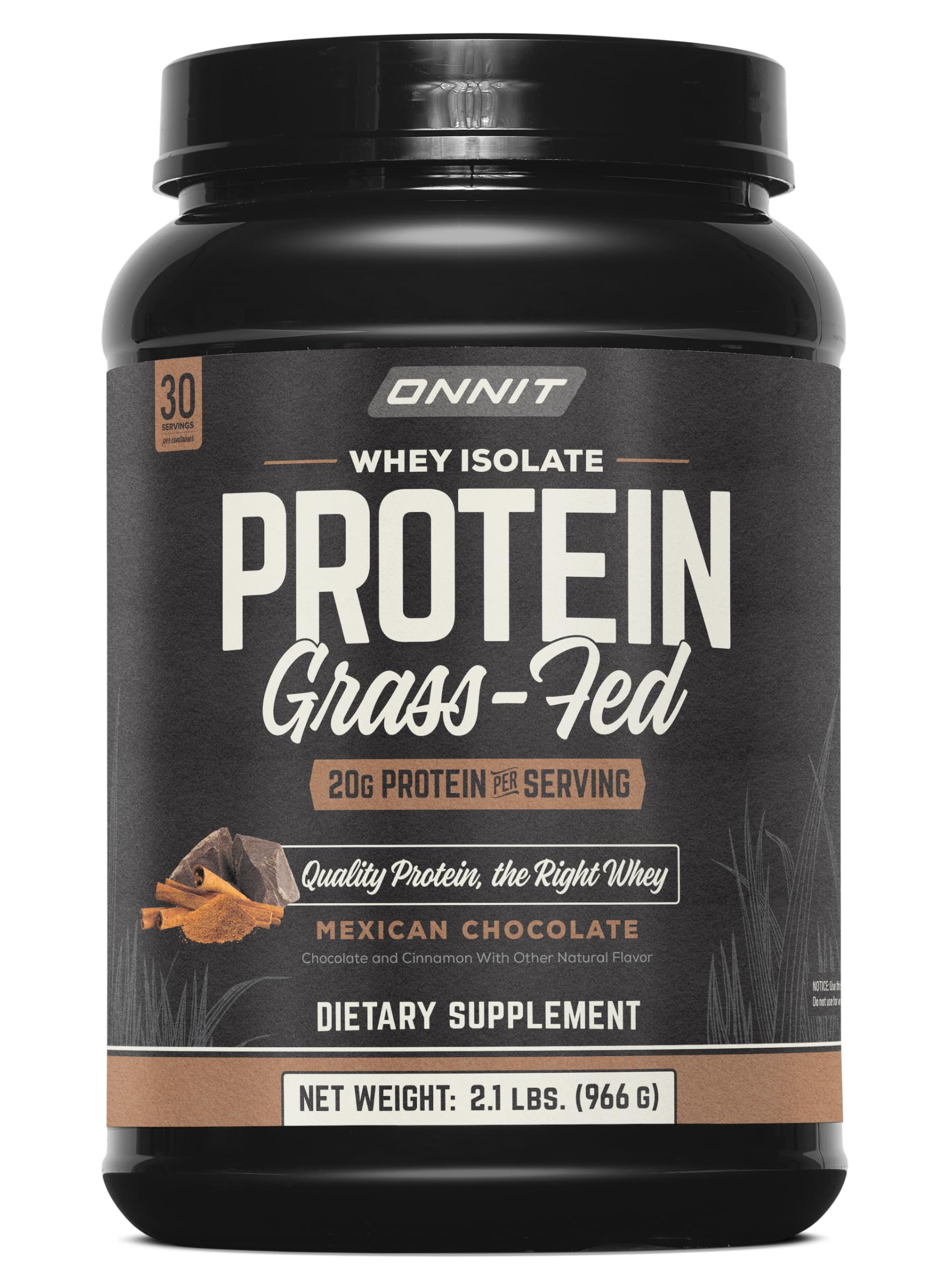 ONNIT grass-fed whey isolate Mexican Chocolate tub for post-workout fueling