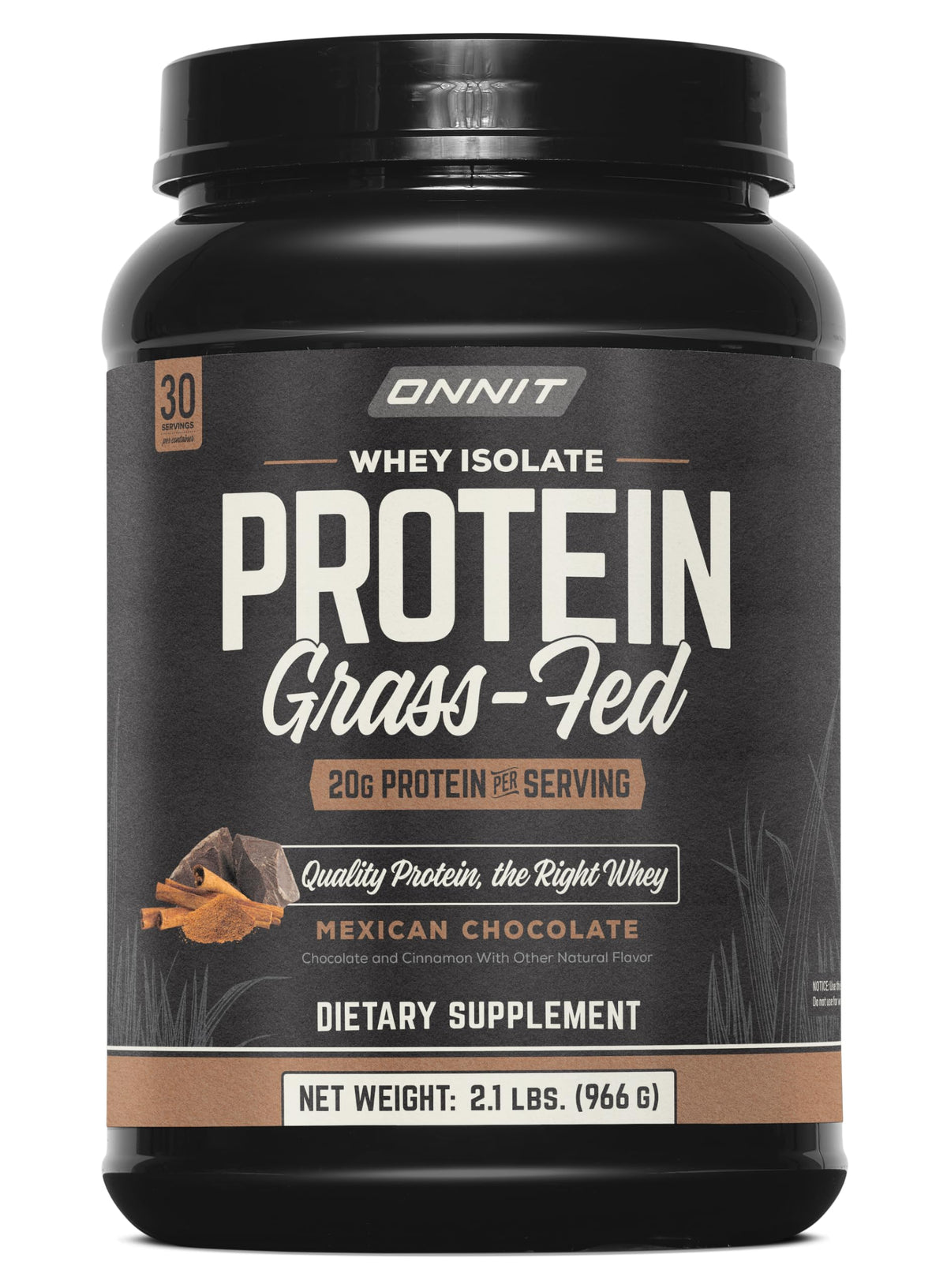 ONNIT grass-fed whey isolate Mexican Chocolate tub for post-workout fueling