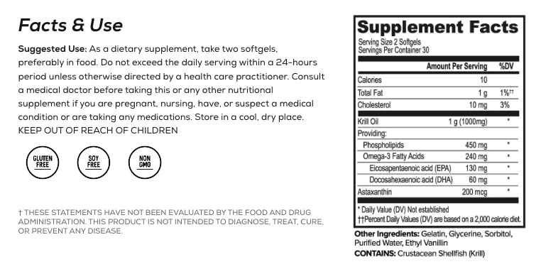 Close-up of krill oil soft gels showing omega-3 and phospholipids with astaxanthin
