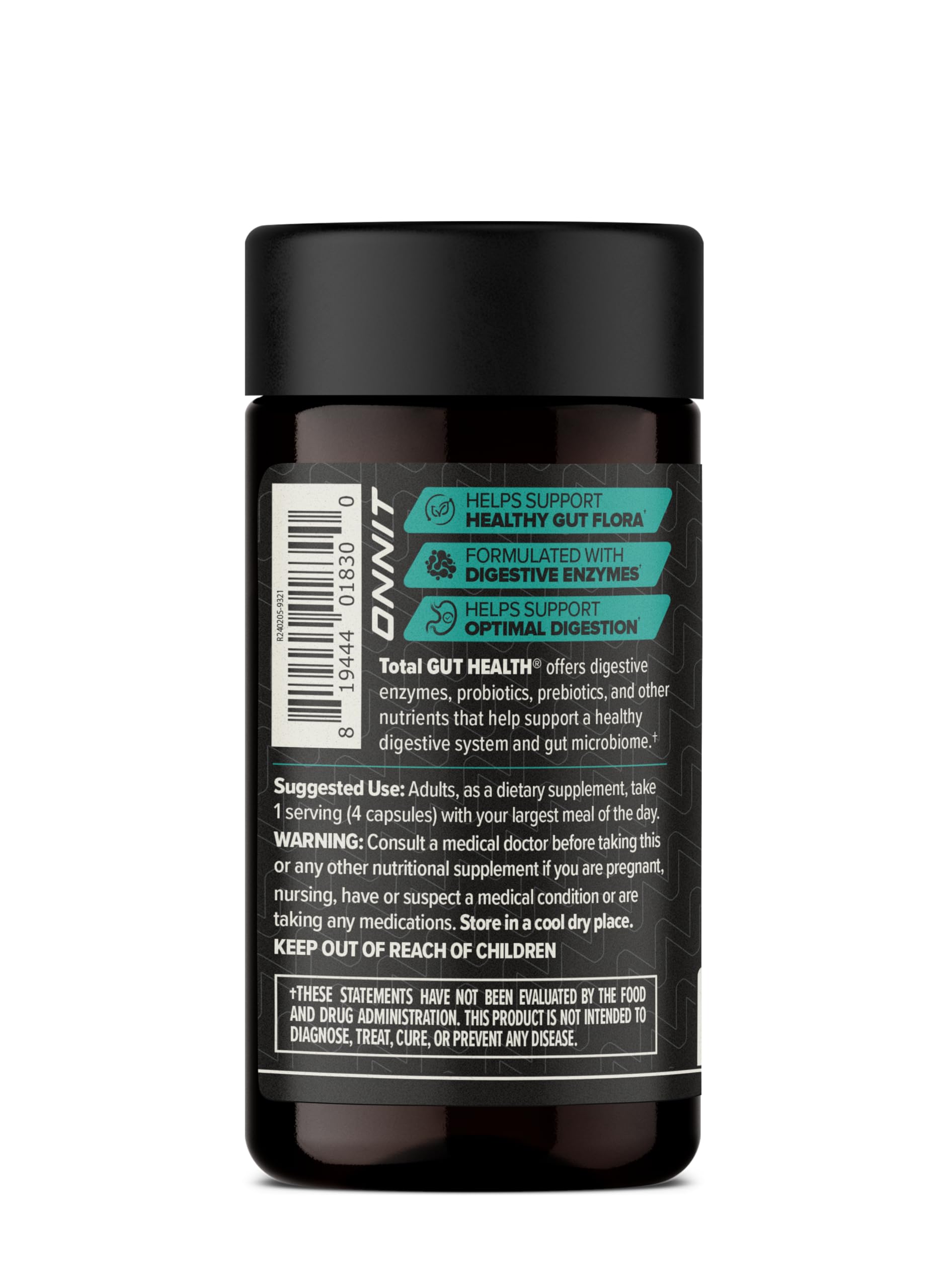 Total Gut Health capsules beside bottle
