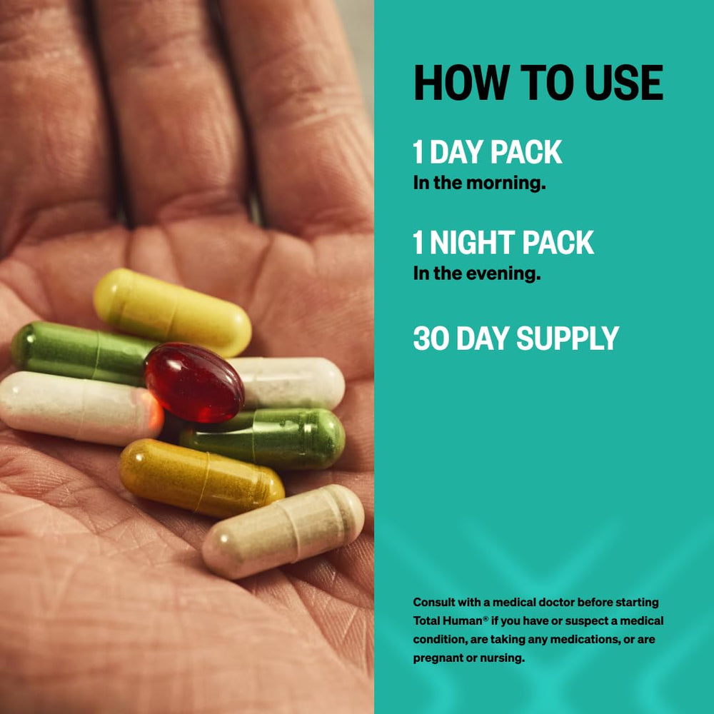 Front view of ONNIT Total Human Night Pack bottle