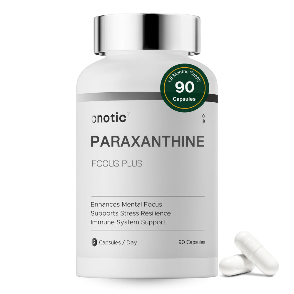 ONOTIC 90 Paraxanthine capsules bottle for steady clean energy support