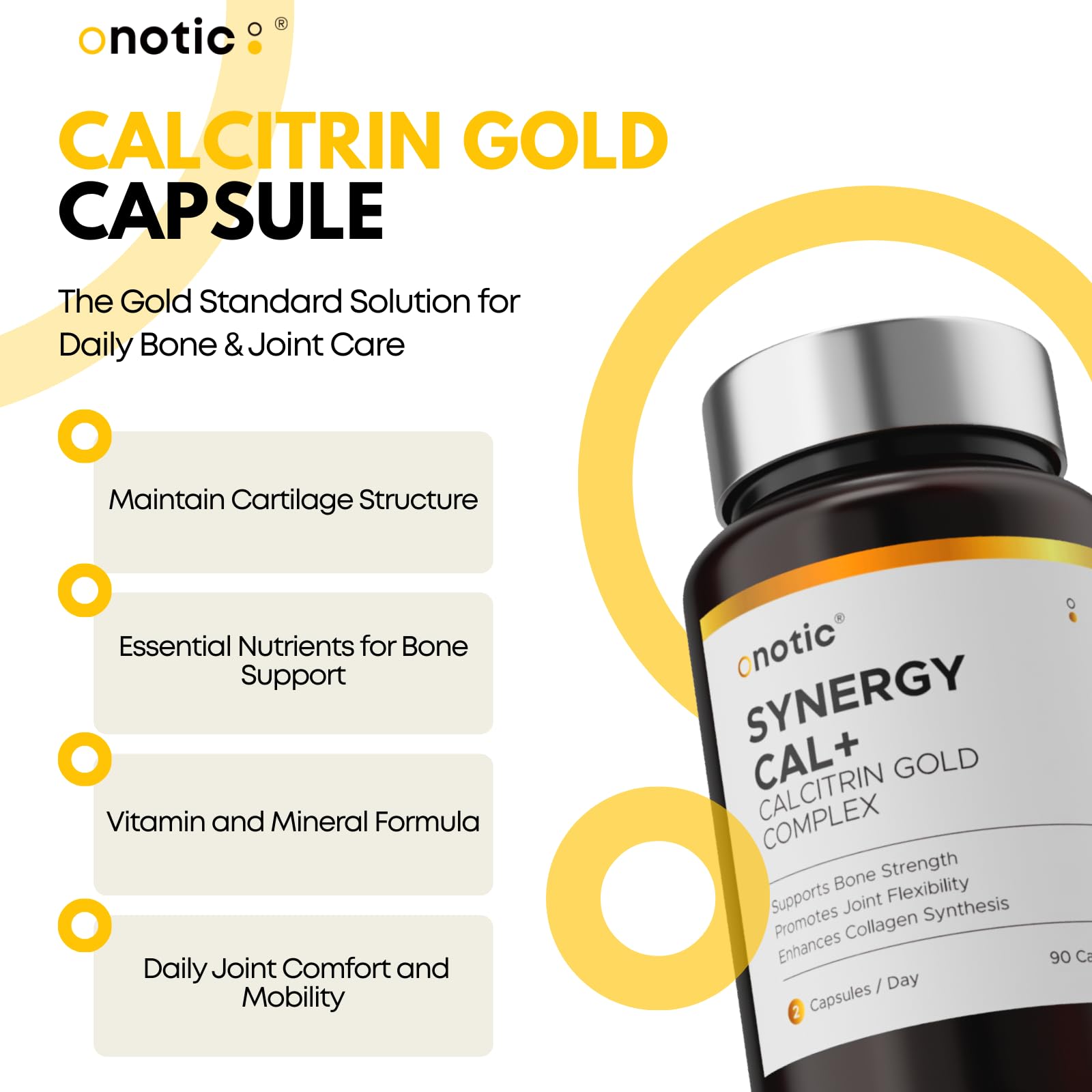 Product label highlighting 8-in-1 bone and joint support