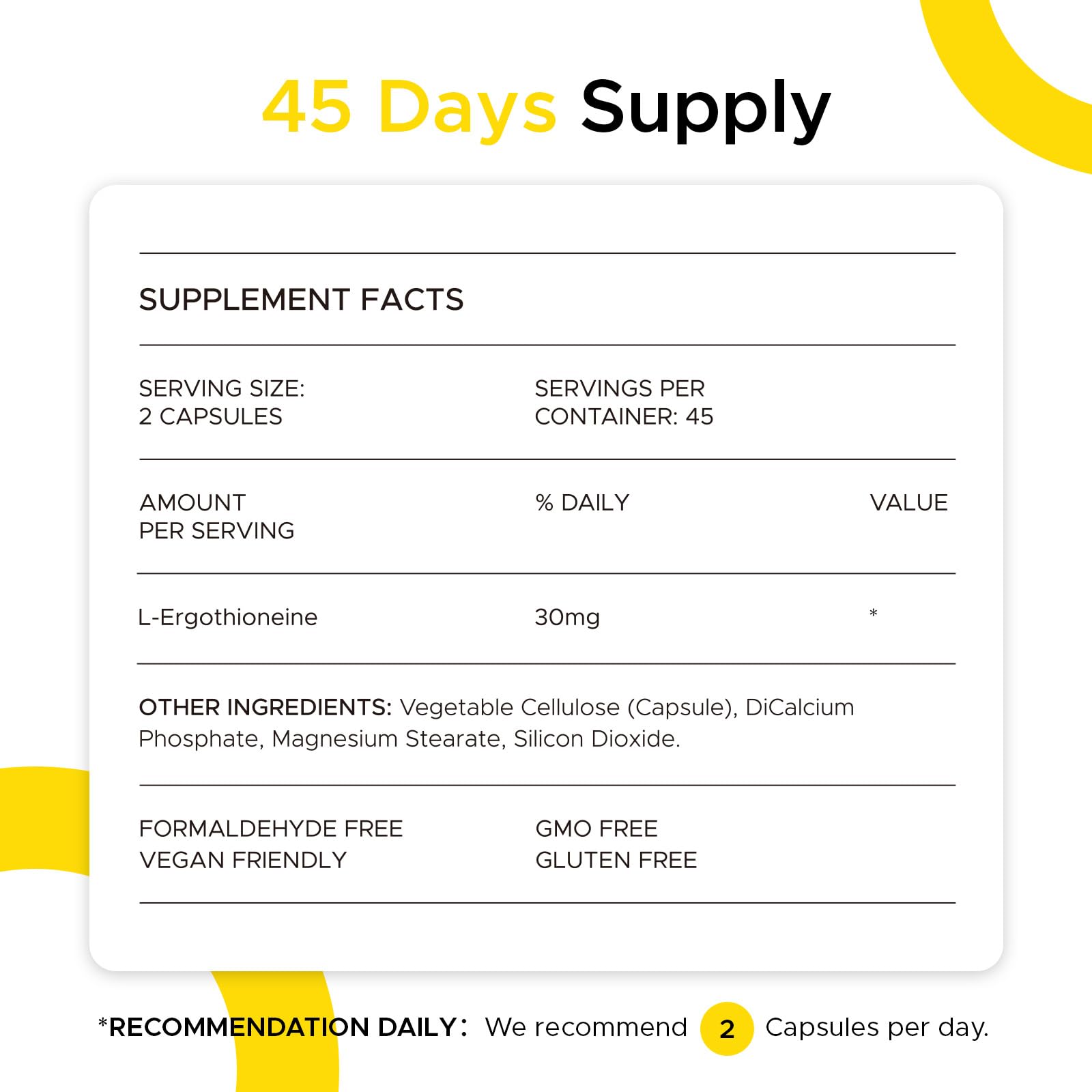 Icons representing vegan, GMO-free, gluten-free purity