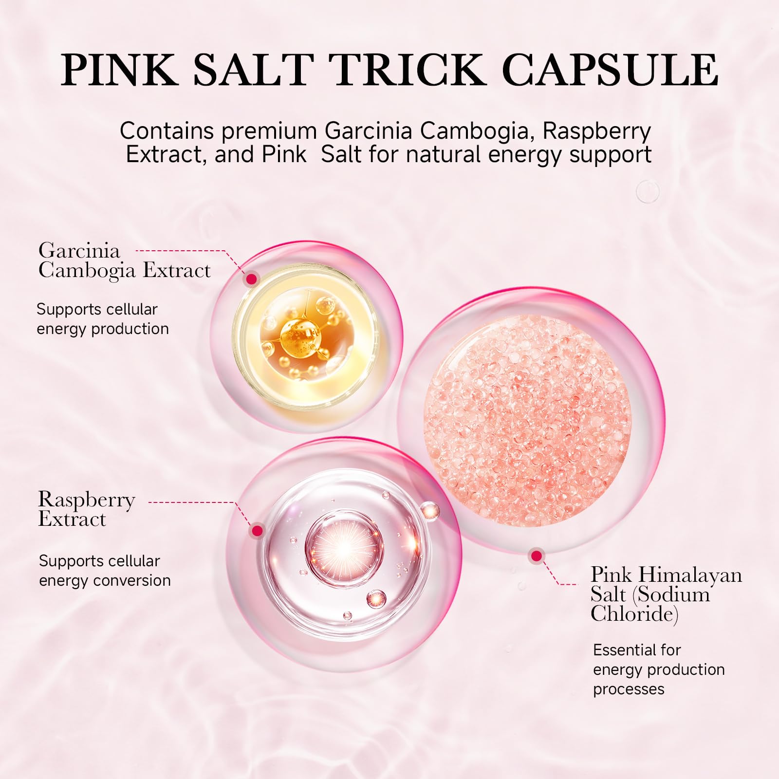 Close-up of pink salt trick capsules