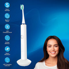 Side view of Miracle Smile Sonic Toothbrush displaying 5 cleaning modes