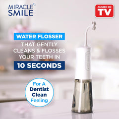 Close-up of 4 water jets surrounding each tooth