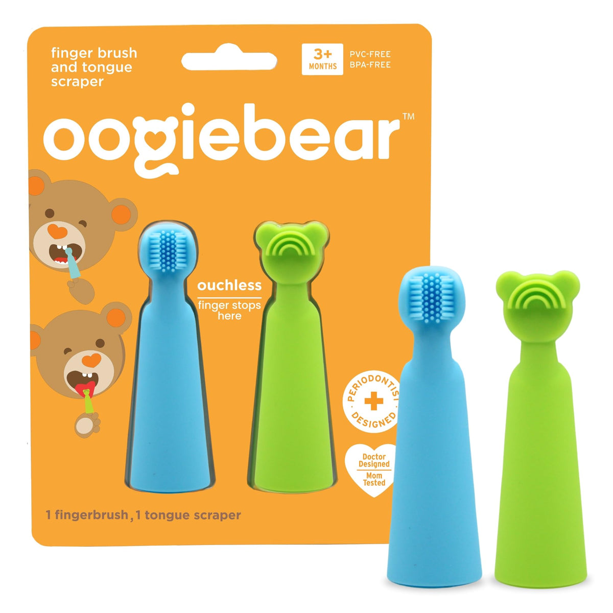 Close-up of oogiebear Baby Finger Brush