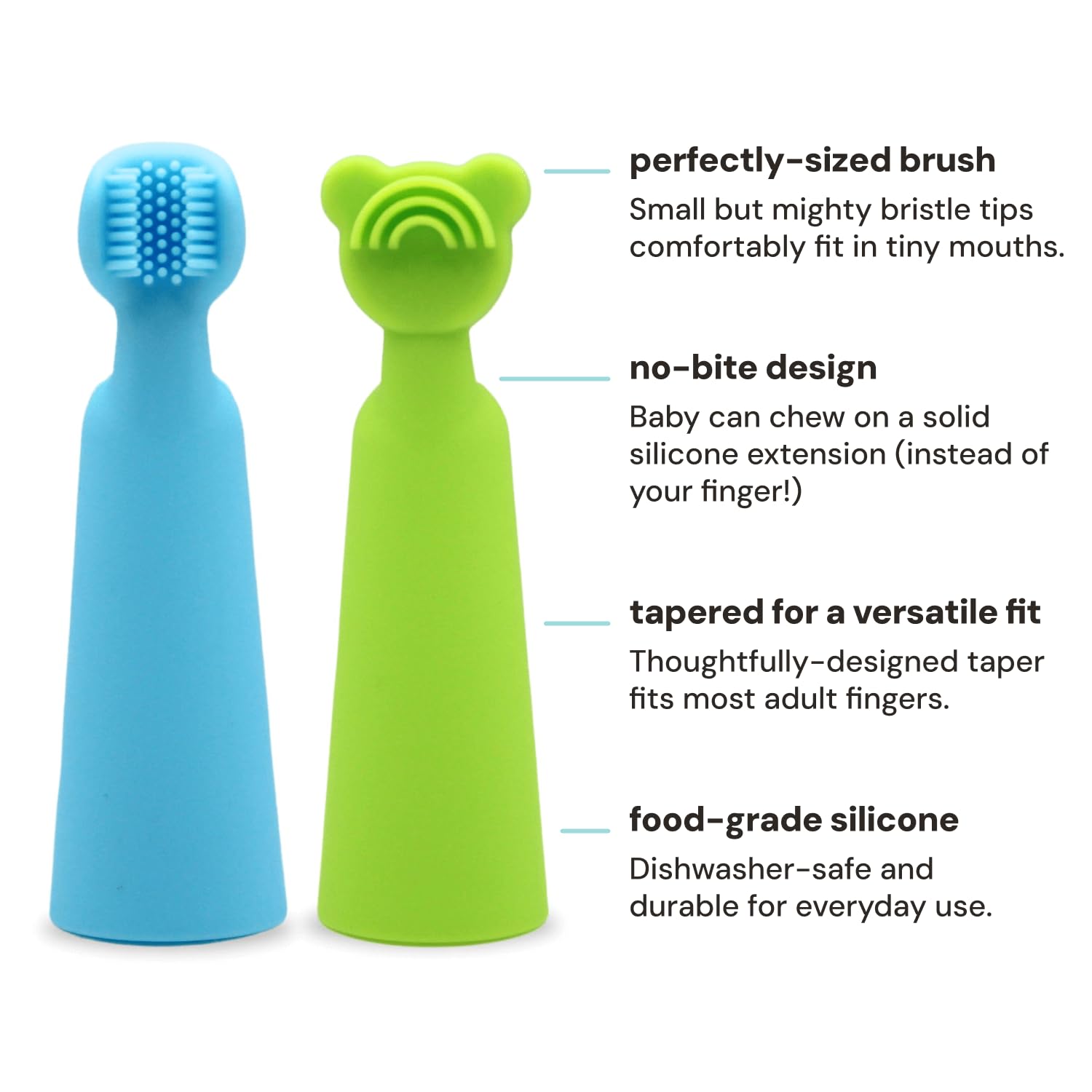 Soft silicone bristles on the oogiebear brush