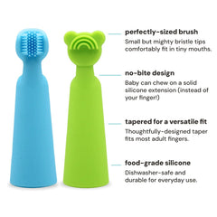 Soft silicone bristles on the oogiebear brush