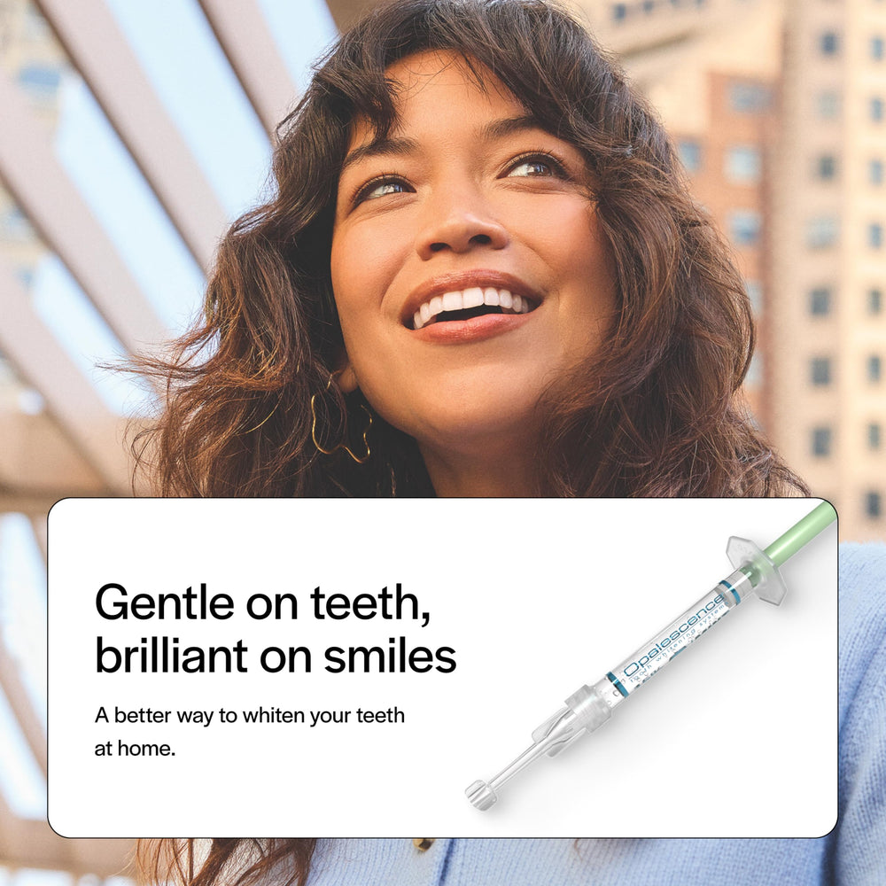 Mint flavor Opalescence whitening gel cartridge ready for trays