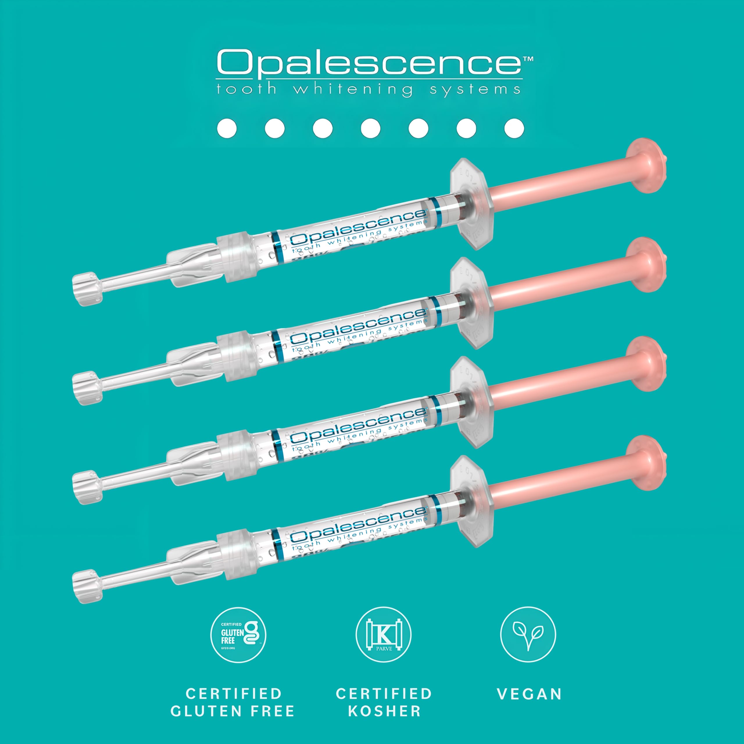 Four 1.2 ml whitening syringes in refill kit