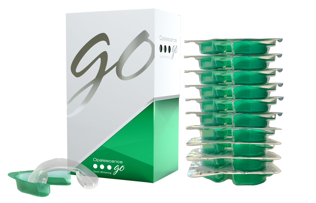 Opalescence Go 10% Mint teeth whitening trays packaging.