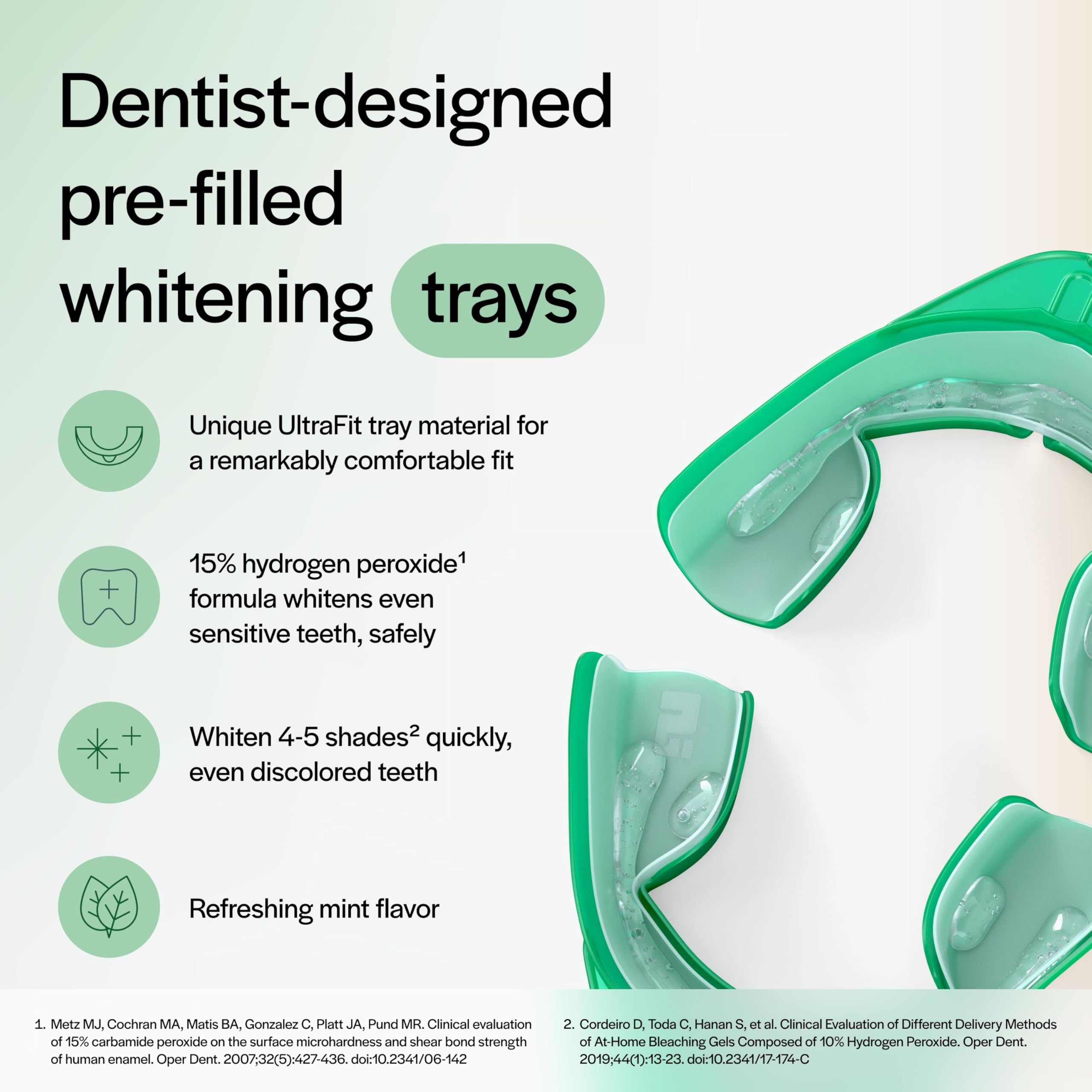 Opalescence Go 15% Mint: four-treatment tray set side view