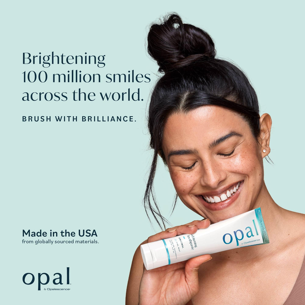 Close-up of Opalescence Opal toothpaste pack 12 showing gluten-free label.