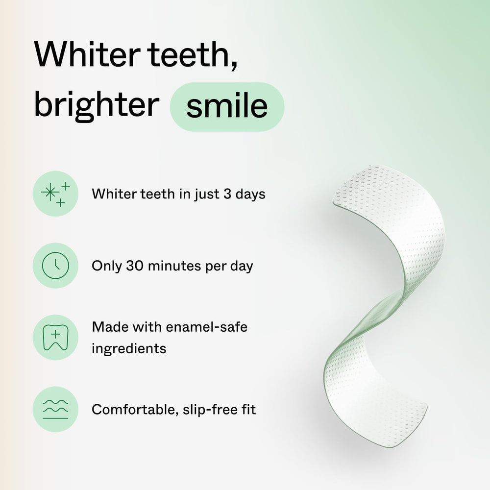 Application close-up of whitening strips showing slip-free design