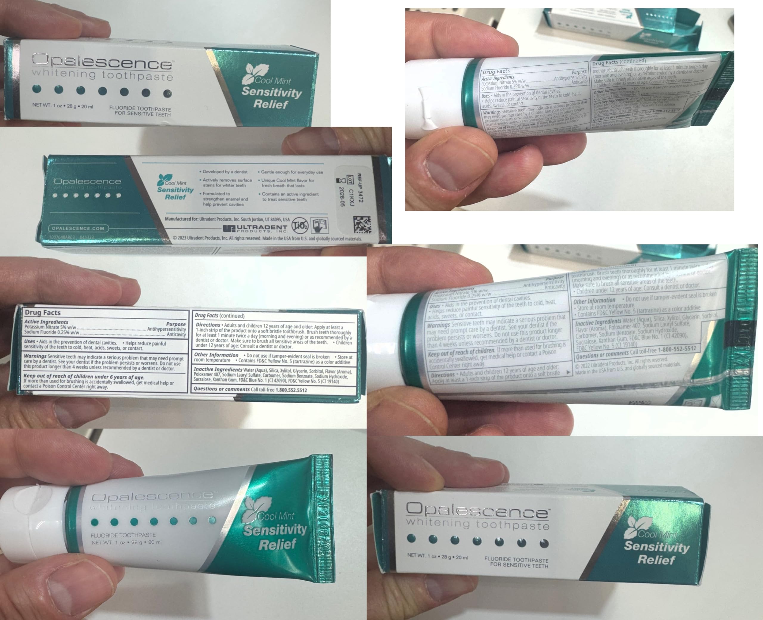 Brushing teeth with Opalescence sensitive toothpaste