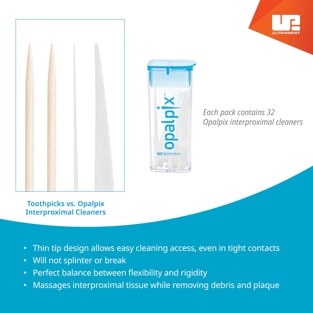 Opalpix interproximal cleaner being used between teeth