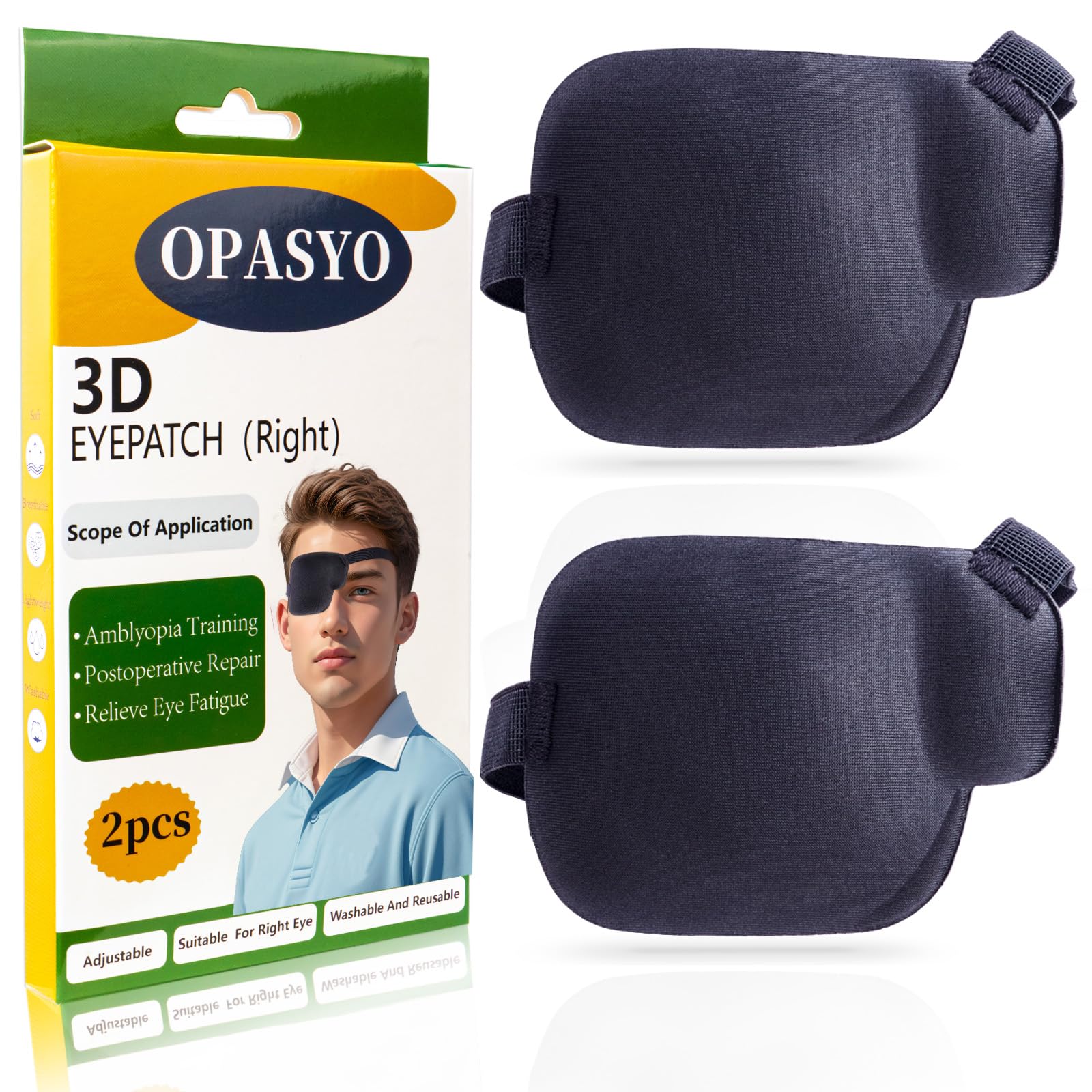 Opasyo eye patch with 3D contour and adjustable fit