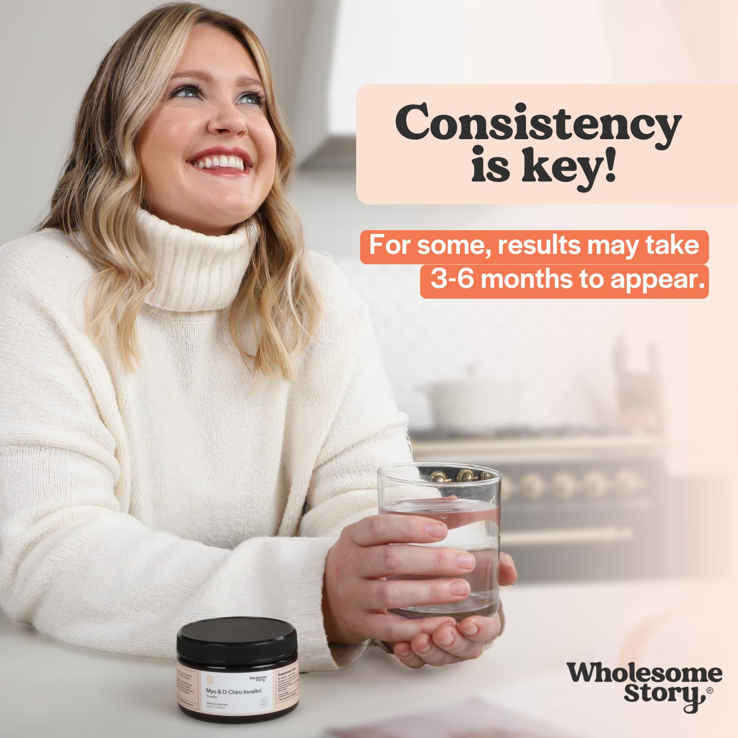 Open container showing label with 30 servings