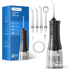 Operan cordless water flosser with black body and 300ml water tank