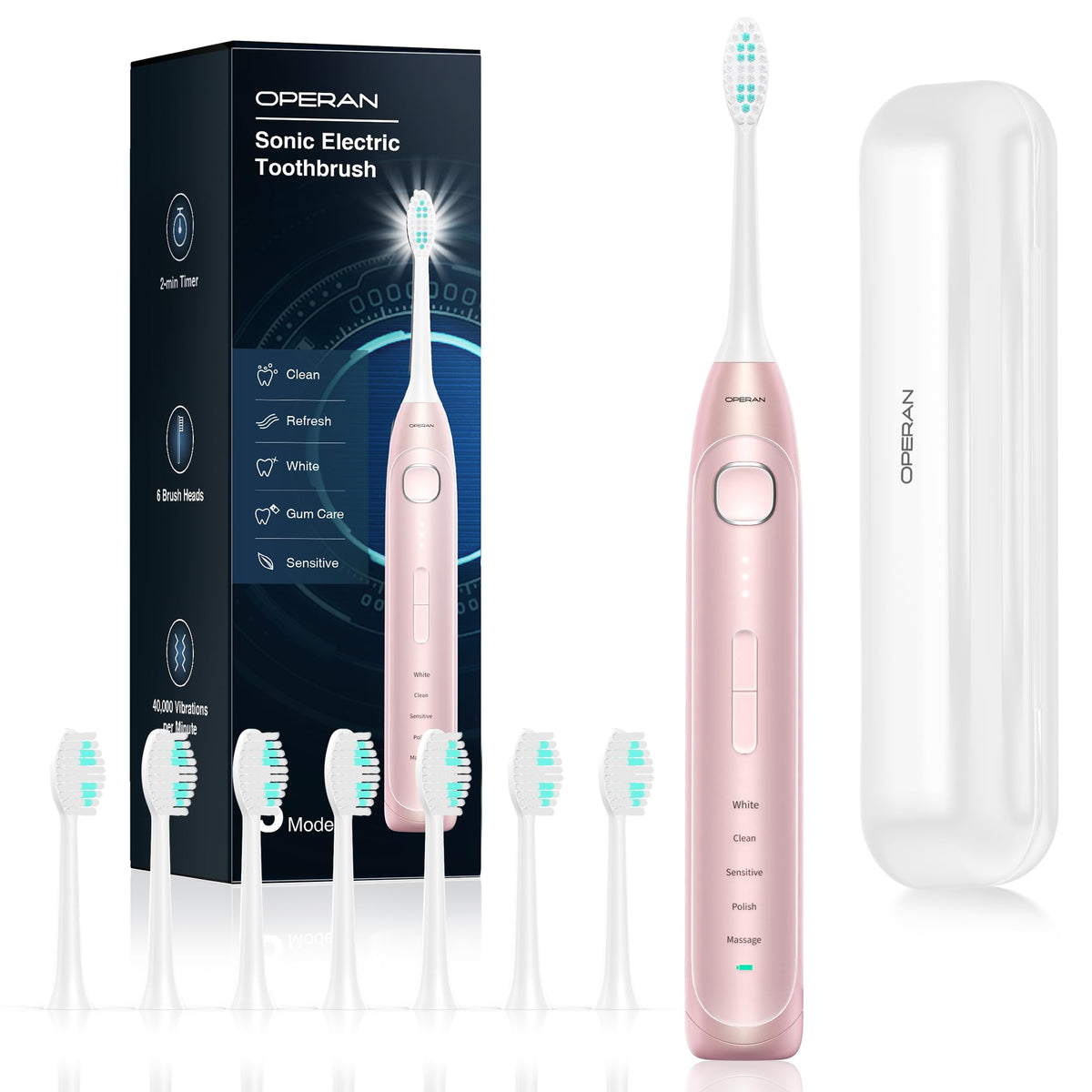 Operan pink electric toothbrush with silicone grip