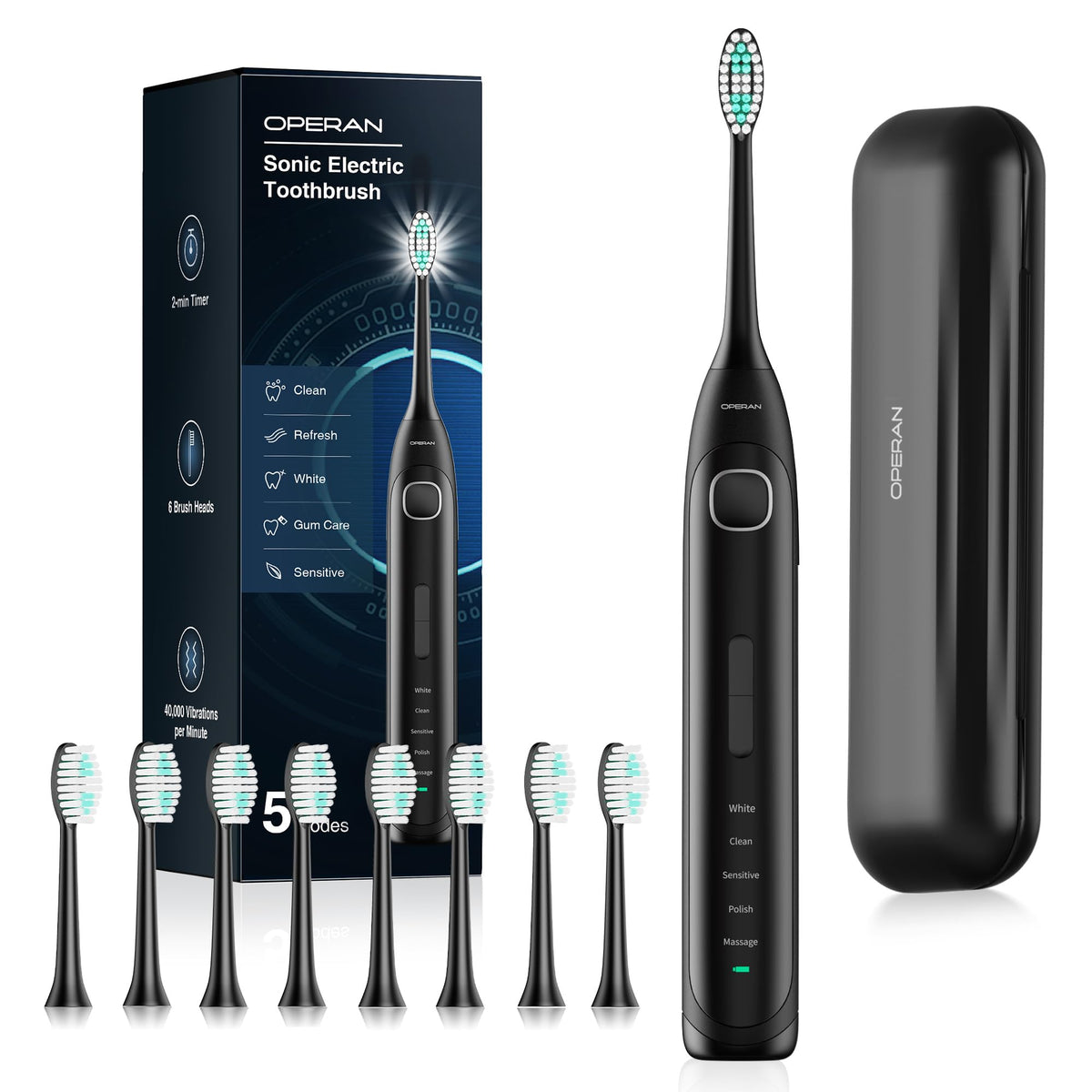Operan Rechargeable Sonic Toothbrush Black - main product image