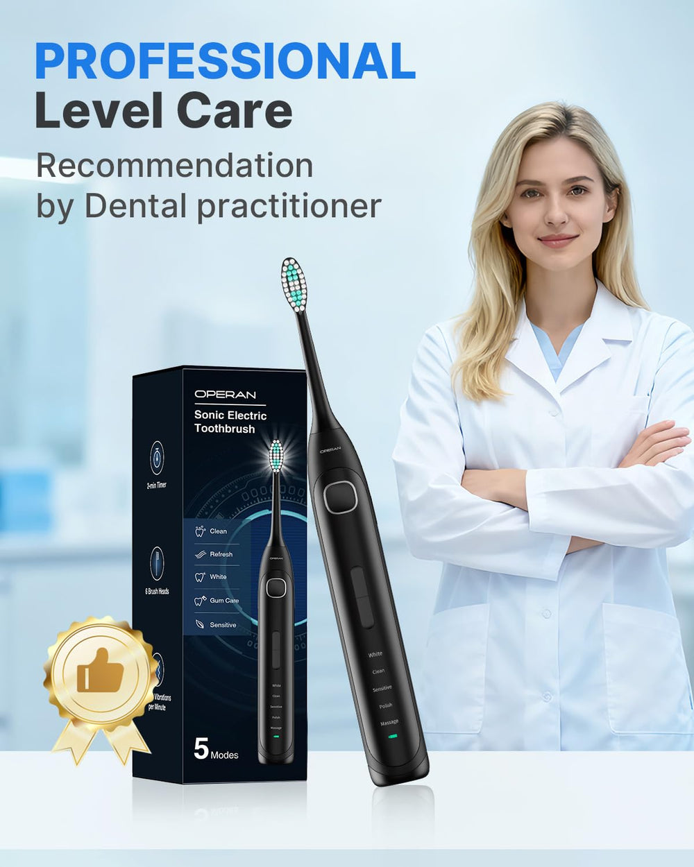 Operan travel case with compact handheld toothbrush