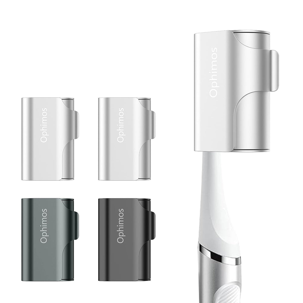 Ophimos aluminum toothbrush caps 4-pack silver variant - close-up